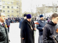 Священнослужители Казанского собора приняли участие в митинге, посвященном Дню Победы